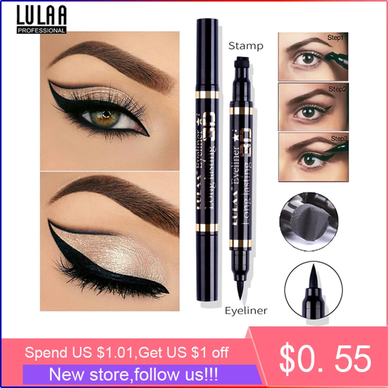 

LULAA Double-Headed Seal Black Eyeliner Star Seal Eyeliner Pencil 2In1 Pigment Waterproof Eyeliner Pen Eye Makeup Cosmetics
