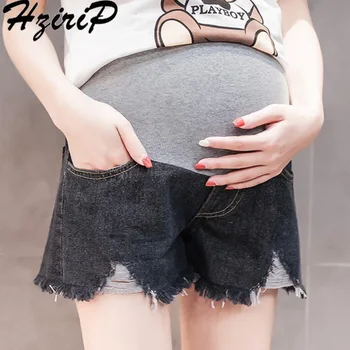 

HziriP 2018 Summer Maternity Denim Shorts Women Fashion Cotton High Quality Elastic Waist For Pregnancy Care Belly Short Pants