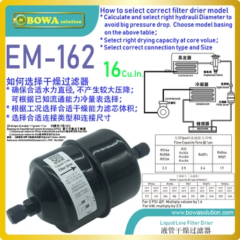 

16 Cu.In. filter driers with 1/4" connection are great choice for tranport refrigeration system, such as refeer containers, etc.