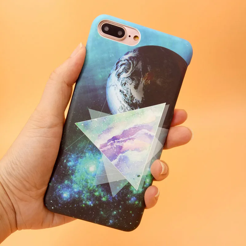 

New Geometry Stars Earth Matte Case for iPhone X 10 Ultra Thin Hard PC Cover Capa Funda for iPhone 7 8 6 6S Plus Case Hoesjes