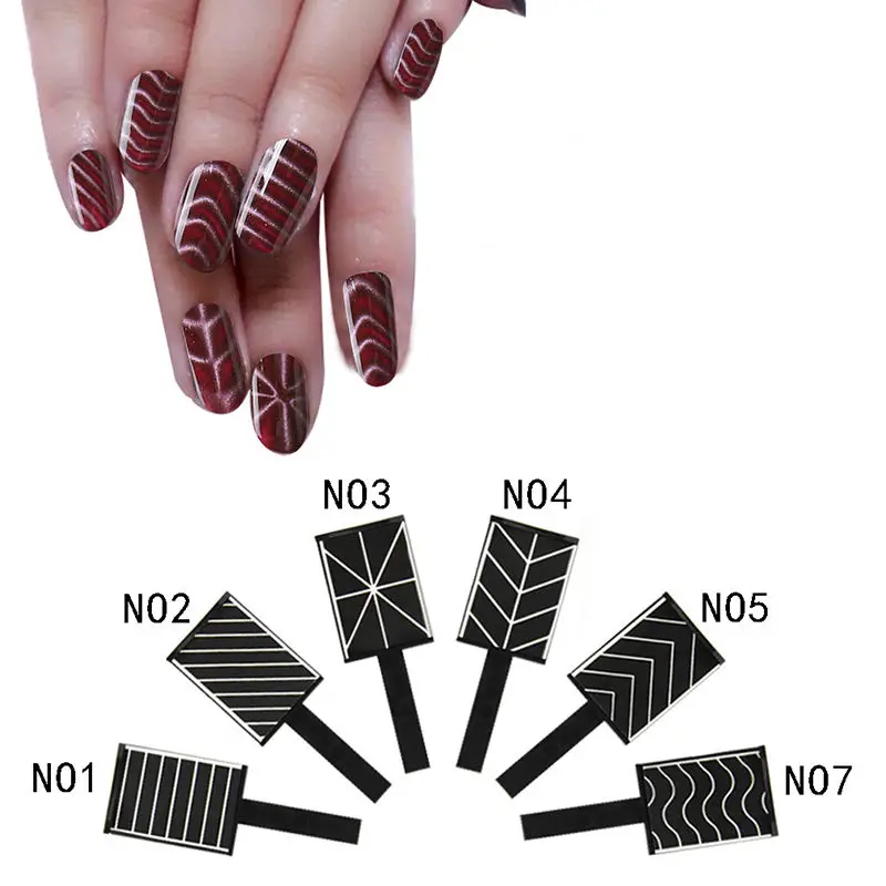 

6 Patterns Chevron Magic Magnet Stick For Cat Eye 3D Effect Magnetic Nail Art Tips Gel UV Polish Tool Manicure