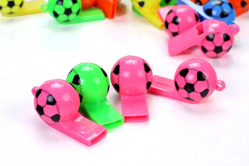 BESTOYARD Plastic Football Soccer Whistles Colorful Cheerleading Referee Whistle with Rope Kids Toy for Sports Outdoor Activity Party Supplies 20Pcs Random Color 