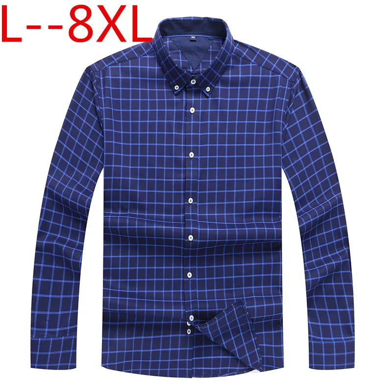 

10xl 8xl 6xl 5xl 2018 New Arrival Long Sleeve Men Shirts Cotton Formal Dress Shirt Male Fashion Loose Fit plaid Casual Shirt Men