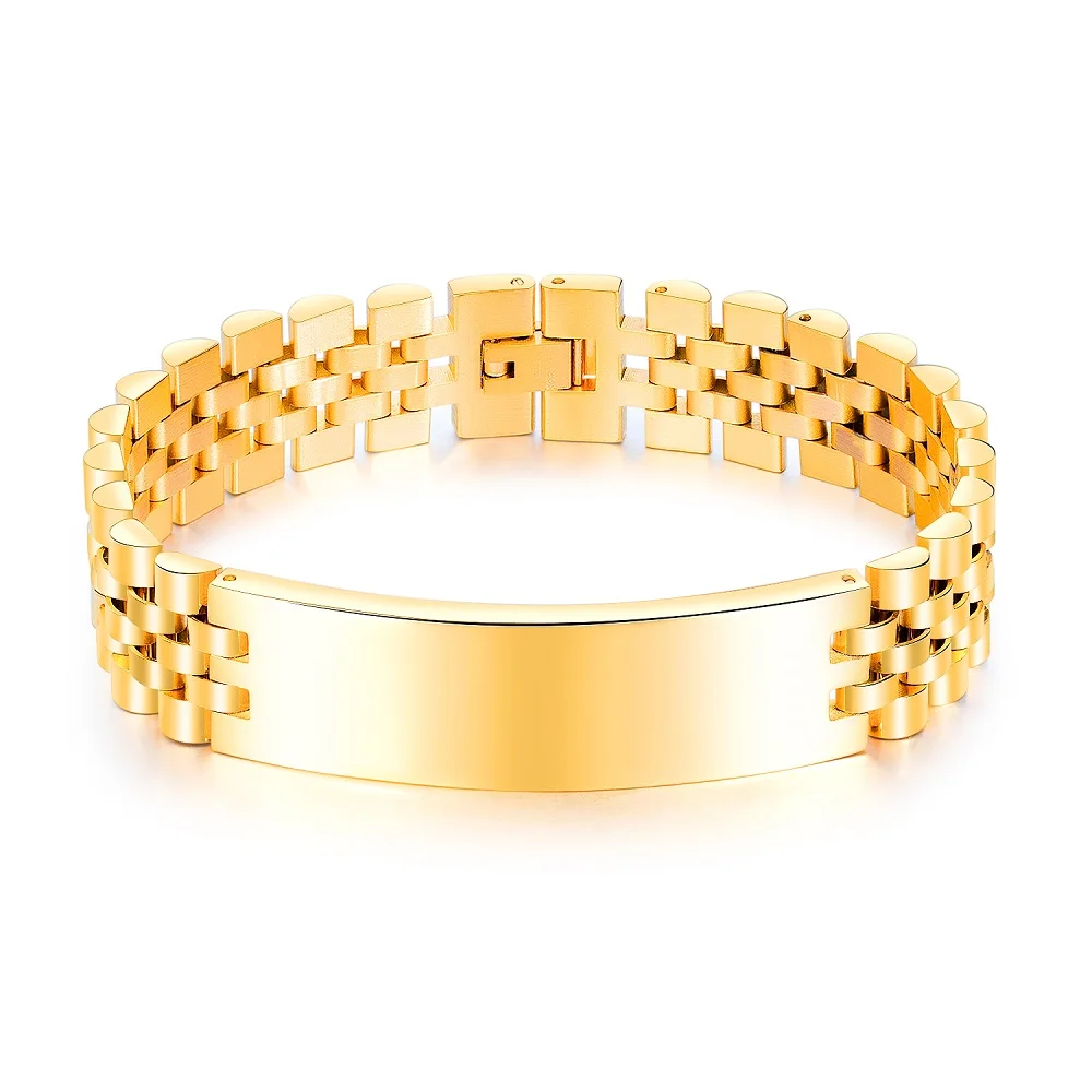 Fate Love State Мужские t ID браслеты и браслеты для мужчин 15 мм модные черные золотые серебряные цвета из нержавеющей стали бойфренд подарок - Окраска металла: Gold