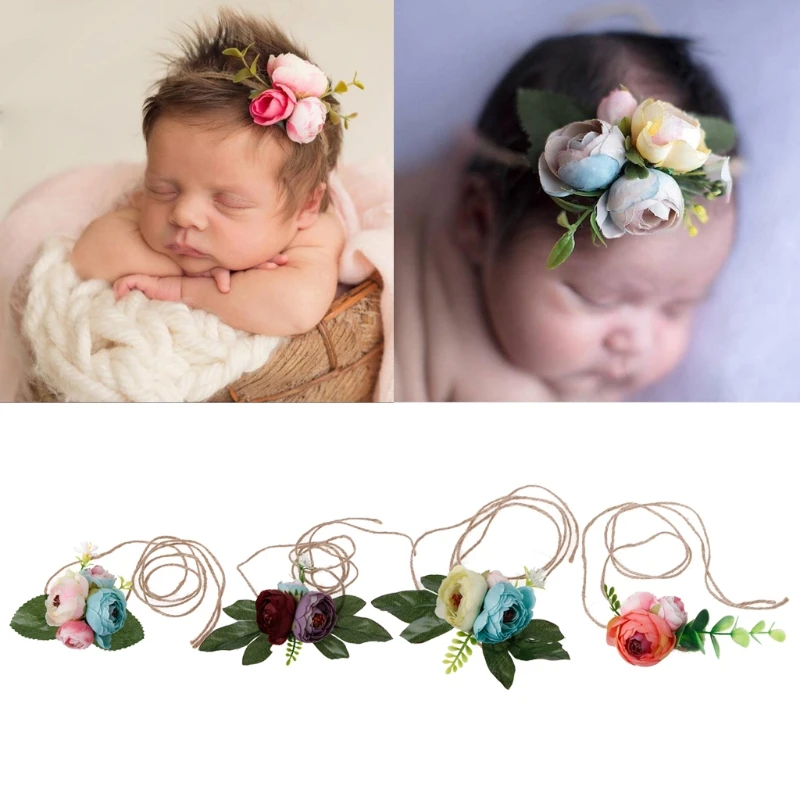 Красивые девушки цветочный ободок для новорождённого роза головные уборы Дети Tieback Детские фотографии реквизит MAY31-A