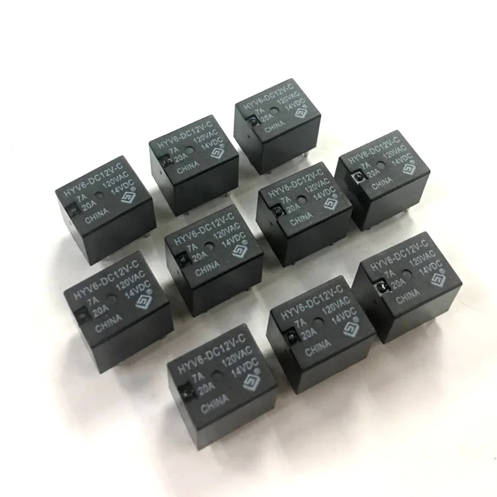 10Pcs Subminiature General Power Relay 12V DC 5 Pin Sealed Relays for Automobile - 7A 120VAC - 20A 14VDC