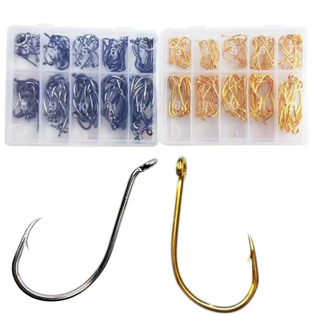 100 шт. рыболовный крючок с колючим крючком из арбоновой стали черный держатель