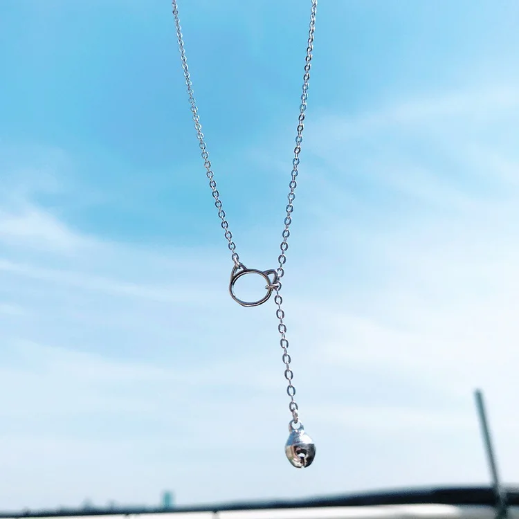 cat bell necklace women Hypoallergenic fadeless fashion jewelry Clavicle chain pendant charms for women girl gift