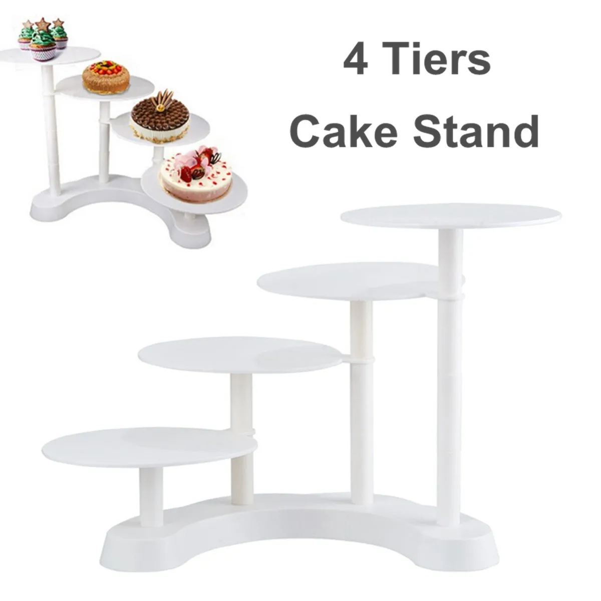 

Plastic Cupcake Dessert Display Holder Wedding Decoration Birthday Party 4 Tiers Cake Toppers Cake Stand