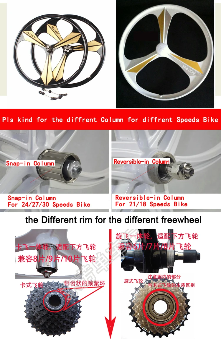 Best 1 Pairs 3 Spokes Wheels Magnesium Alloy Three Spokes Wheels Mountain Bicicleta 26  Mountain Bicicletas Mountain Bike26 0
