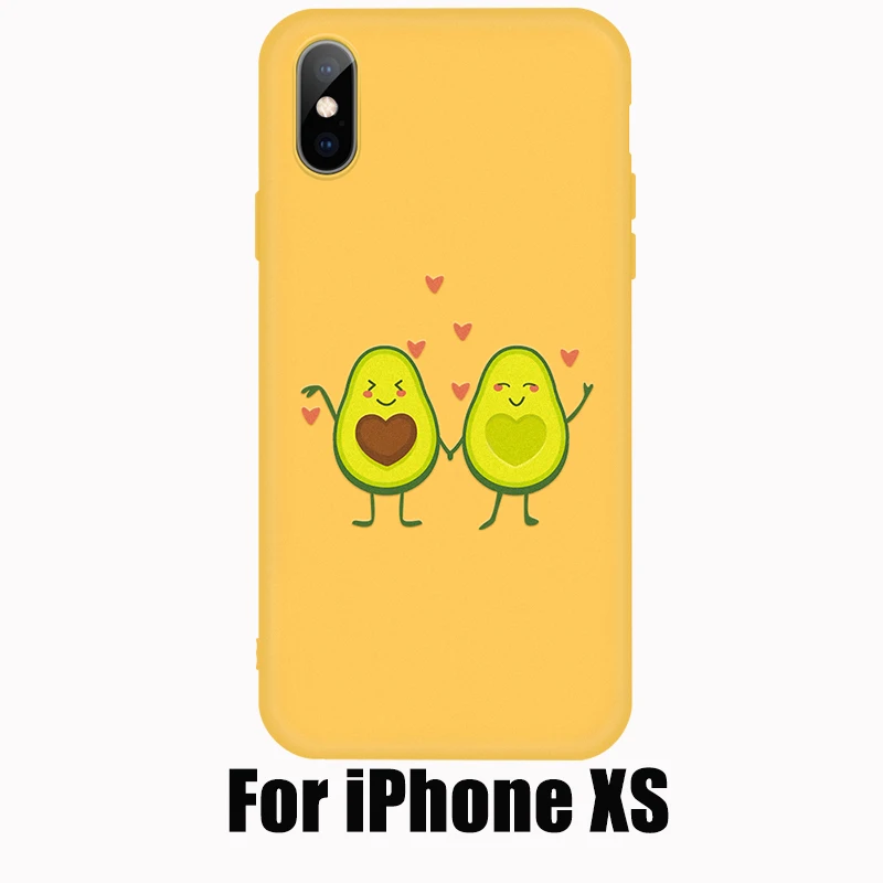 Cute Avocado Pattern Case For Apple AirPods 2 With Hooks Earphone Cover For Apple Air Pods Soft Cartoon Avocado Cases For iPhone - Color: For iPhone XS
