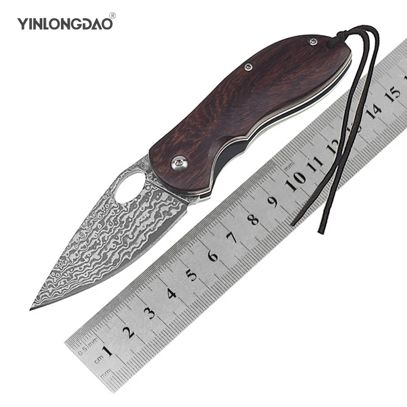 

Folding Knife Peel Pocket Carabiner Knife Damascus Knife High Hardness Mini Rosewood Outdoor Collection Knife Free Shipping