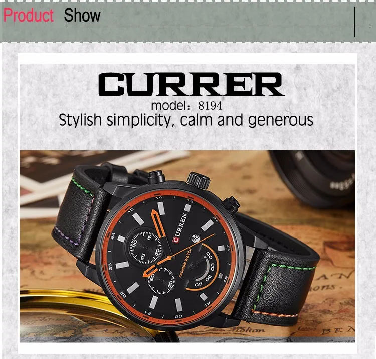 CURREN top luxury brand mens watch Quartz fashion male watches sports Wristwatch Waterproof men watches clock Relogio Masculino