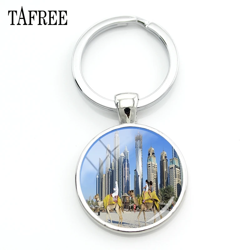 

TAFREE Dubai Scenery Keychain Beautiful Wealthy Key Chain charming Landscape Scenery Art Picture Tourist Souvenirs Jewelry FA666