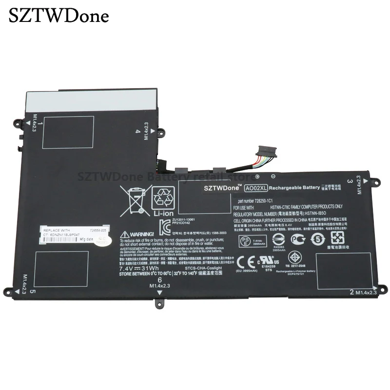 SZTWDone AO02XL Tablet battery for HP ElitePad 1000 G2 Tablet HSTNN LB5O HSTNN C78C HSTNN IB5Q