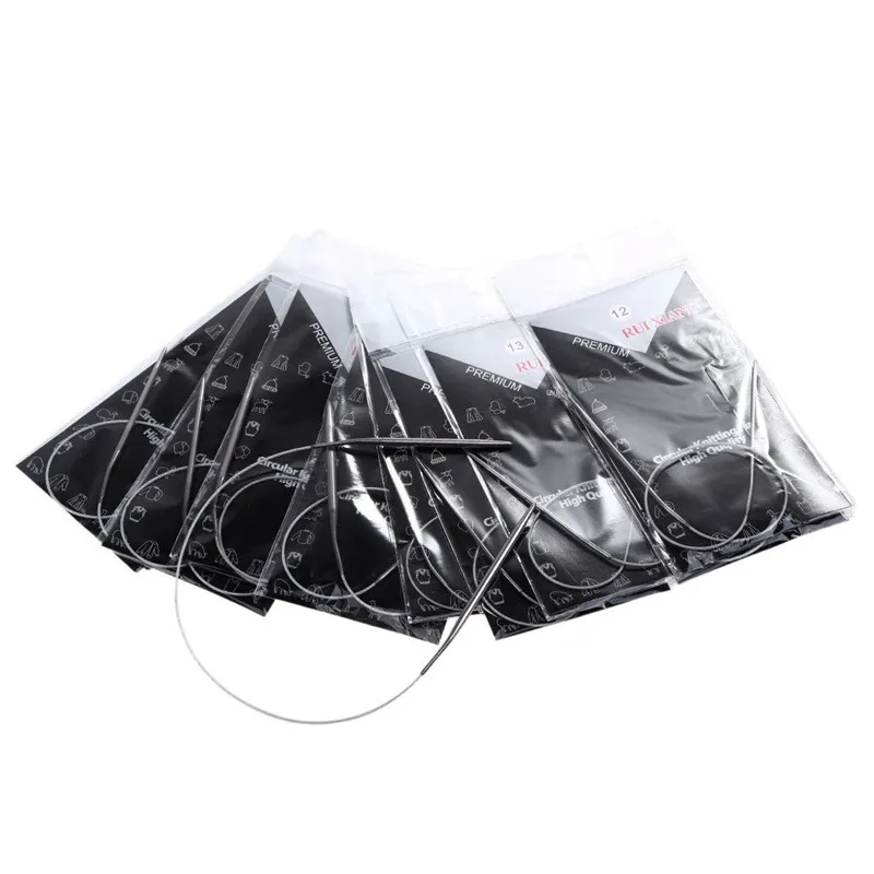 11pcs 16.9&quot 43cm New Retail Package Durable Stainless Steel Circular Knitting Needles Weave Knit Craft Tool Set Size 1.5-5.0mm | Дом и сад