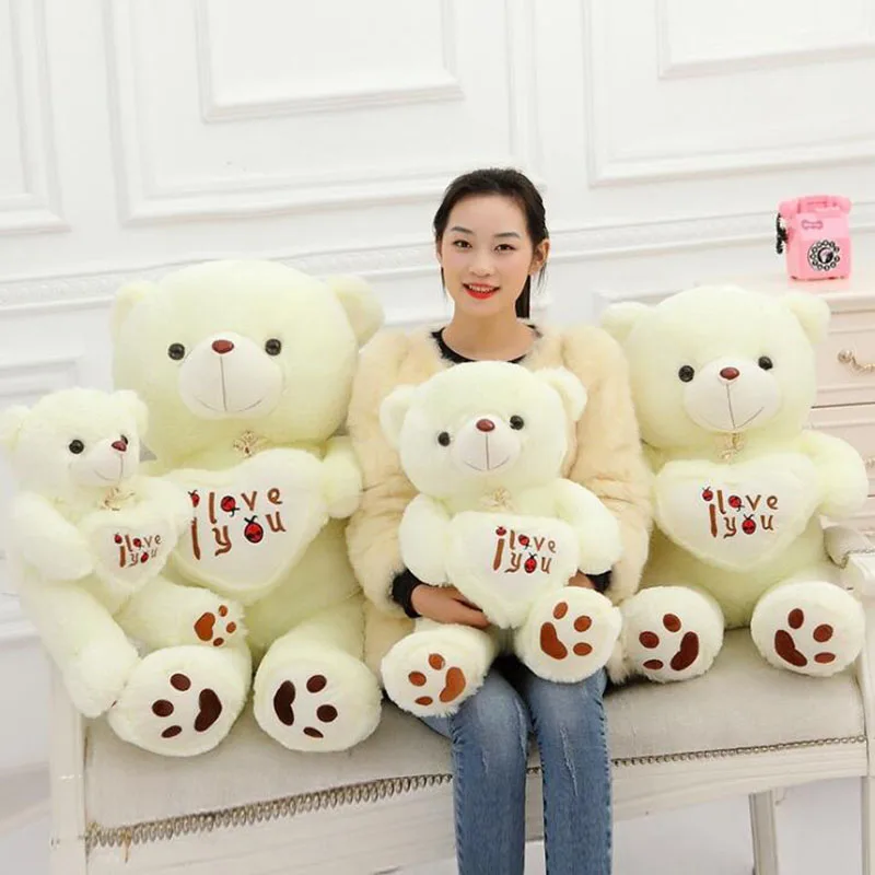 50/70cm Cute I Love You Teddy Bear Large Stuffed Plush Toy Holding LOVE