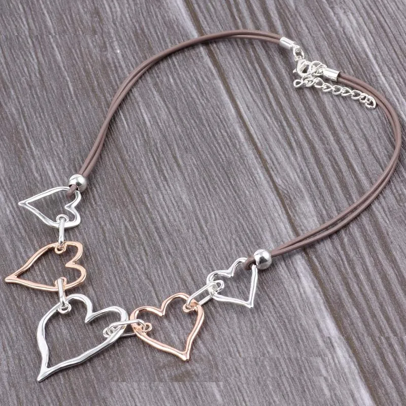 ELOYHI Boho Simple Heart Double Plating Color Matching Collar Top Quality Plated For Women Trendy Neckalce&Pendants Gift