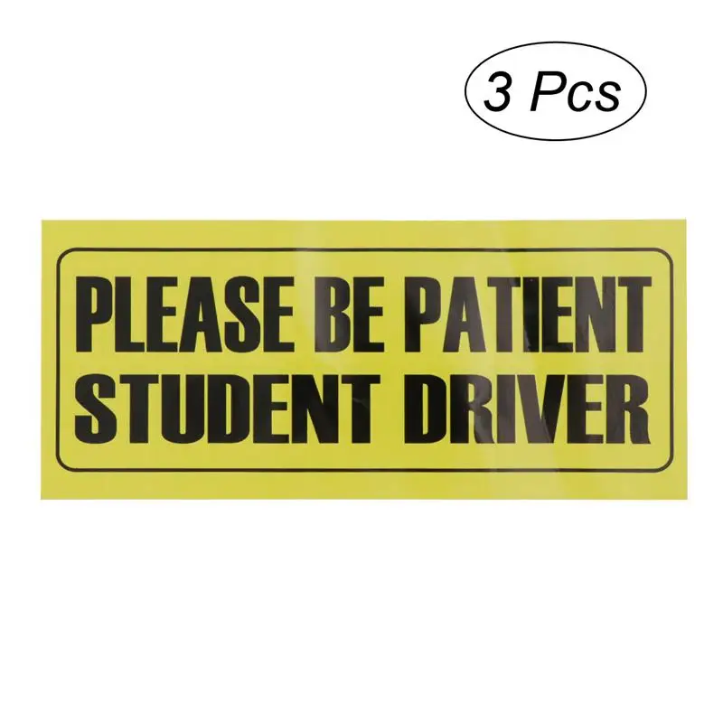 3 Pcs PLEASE BE PATIENT STUDENT DRIVER Funny Car Stickers Letters Reflective Decals for Truck Window Bumper | Автомобили и
