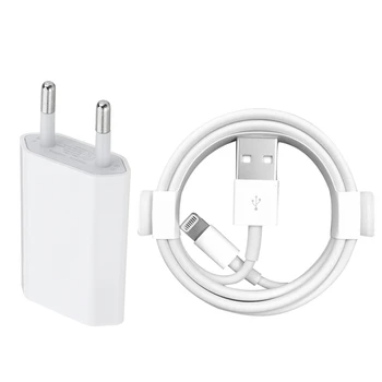 

Kit EU Wall Charger + USB Charging Cable for iPhone 6 6S 7 8 Plus X XS MAX XR 1m USB Data Cables for iPhone 5 5S Charge Adapter