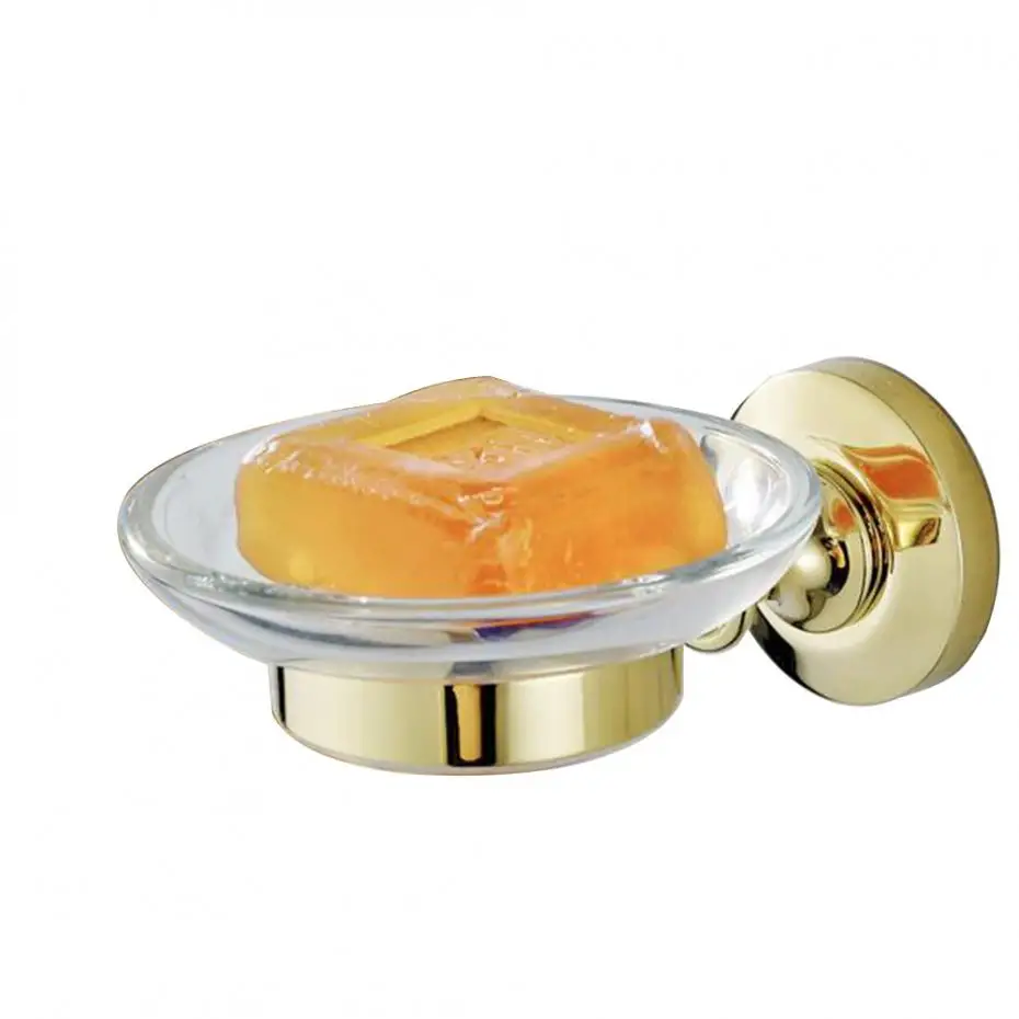 Antique Polished Zirconium Gold Solid Brass Soap Dish Glass Soap Holder