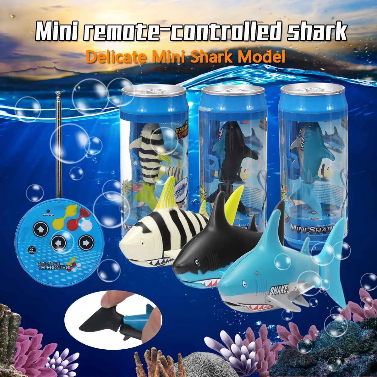 

Drink Can Radio Remote Control Shark RC Usb Rechargeable Super Mini Shark fish Submarine Boat Underwater toy For Kids Gift