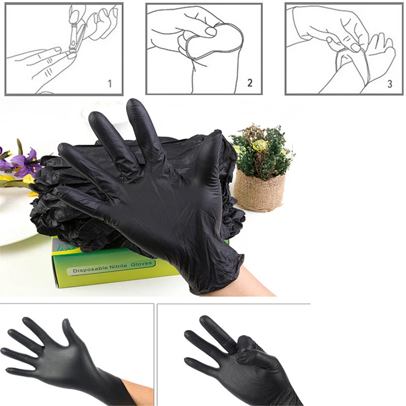 

2018 Hot 10/50Pcs Disposable Black Permanent Tattoo Gloves Tattoo Latex Gloves Tattoo Accessories L M S Fashion New