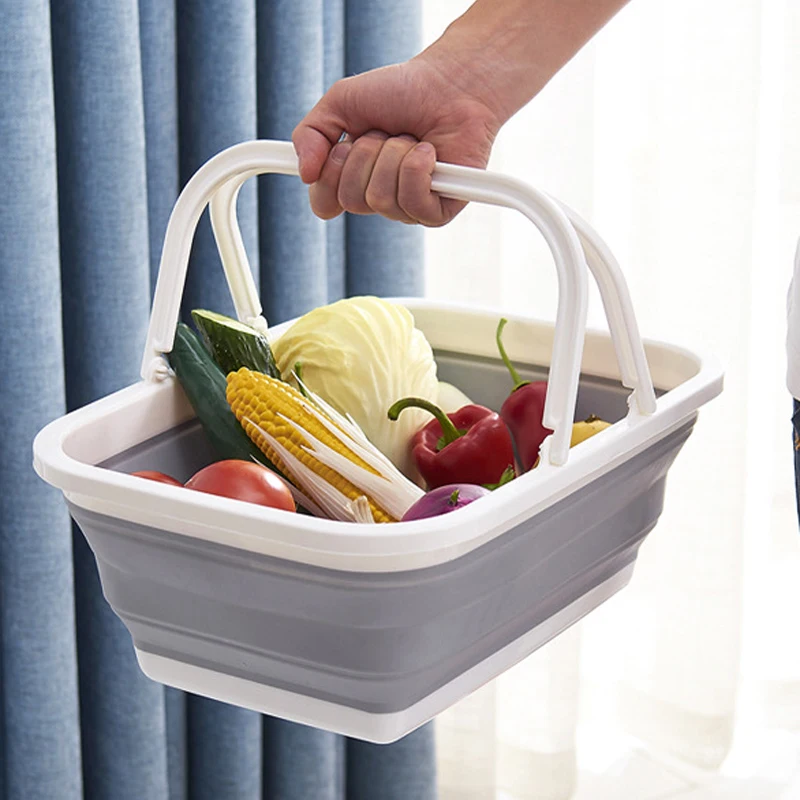 Foldable Basket Storage Picnic Save Space Easy To Take Kitchen