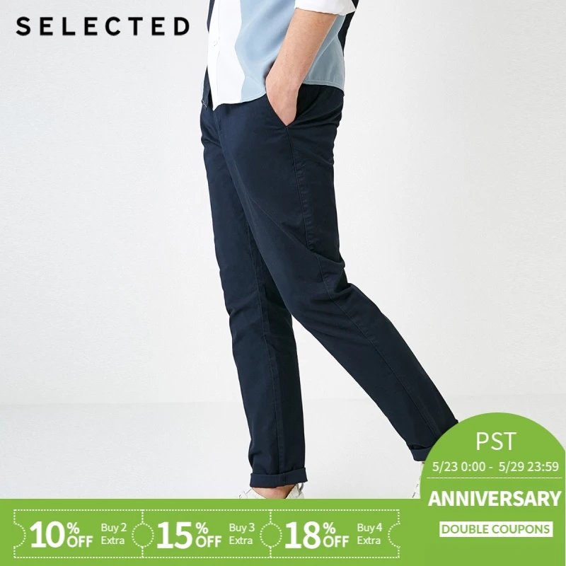 

SELECTED men's new cotton with micro-elastic simple solid color slim casual pants S|419114557