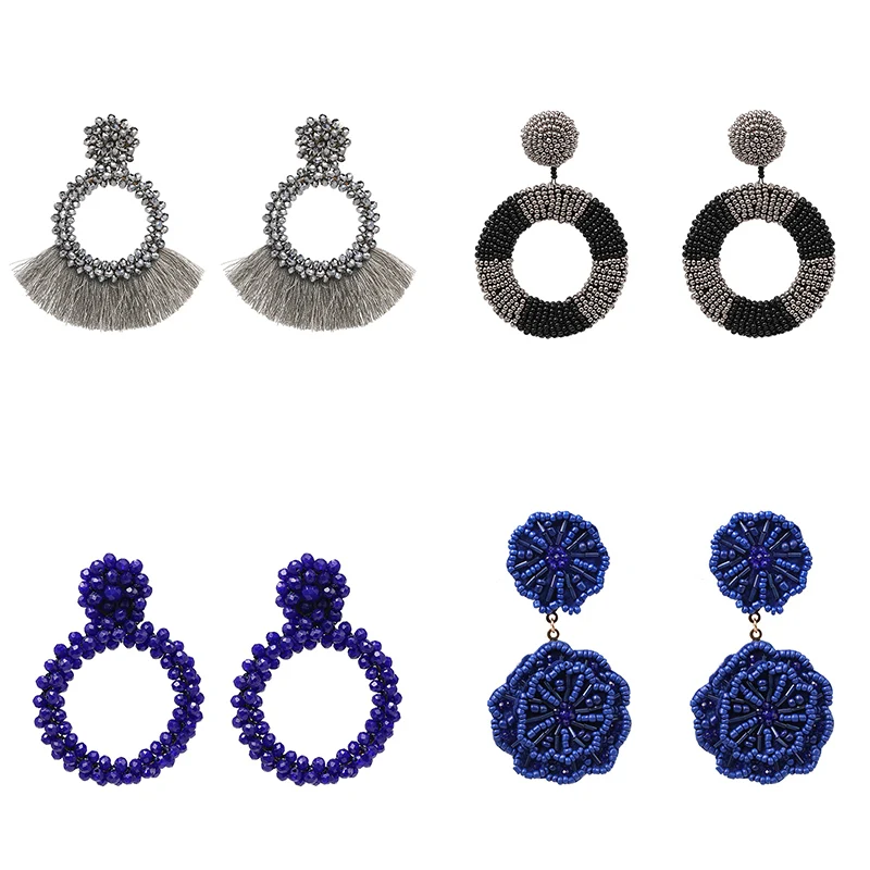 

JUJIA 2019 Hot Fringed Tassel Earrings Trendy Handmade Beaded Drop Earrings Jewelry Statement Earrings For Women