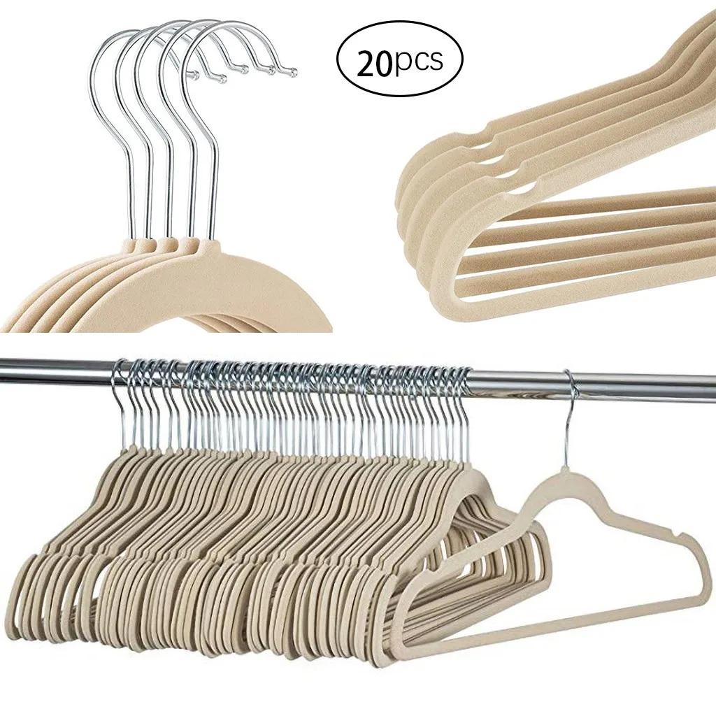 

20 Pack Non-Slip Velvet Hangers For Coats Jackets Pants & Dress Clothes Dropshipping Storage Hangers 2019 New Arrival Hangers