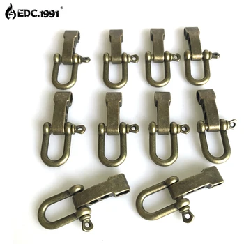 10 Packs/lot Stainless Steel Adjustable PARACORD PARACHUTE CORD LANYARD BRACELET SHACKLES BUCKLES COPPER survival nylon bracelet with stainless steel buckles beige black