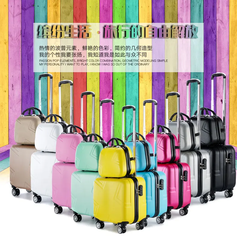 Набор чемоданов комплект багажных сумок на колесиках Spinner Тележка Дело 18 "посадочное колесо женщина косметичка carry-on чемодан дорожные сумки