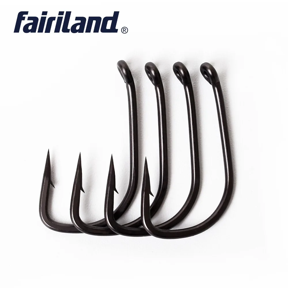 

100pcs/Lot TFSH-B Barbed Hooks TEFLON Coated high carbon steel Carp Fishing Hook with free hook box