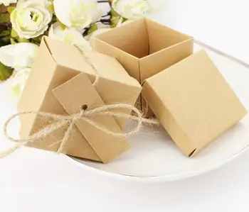 

free shipping 5*5*5 brown paper Square-Shaped Hat wedding sweet box , 150 pcs , ZJ13
