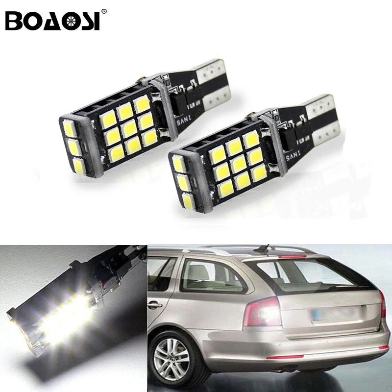 

2x T15 LED Bulb Canbus No Error Backup Reverse Light W16W Lamp 2835 Chip White Color With High Power For Skoda Superb