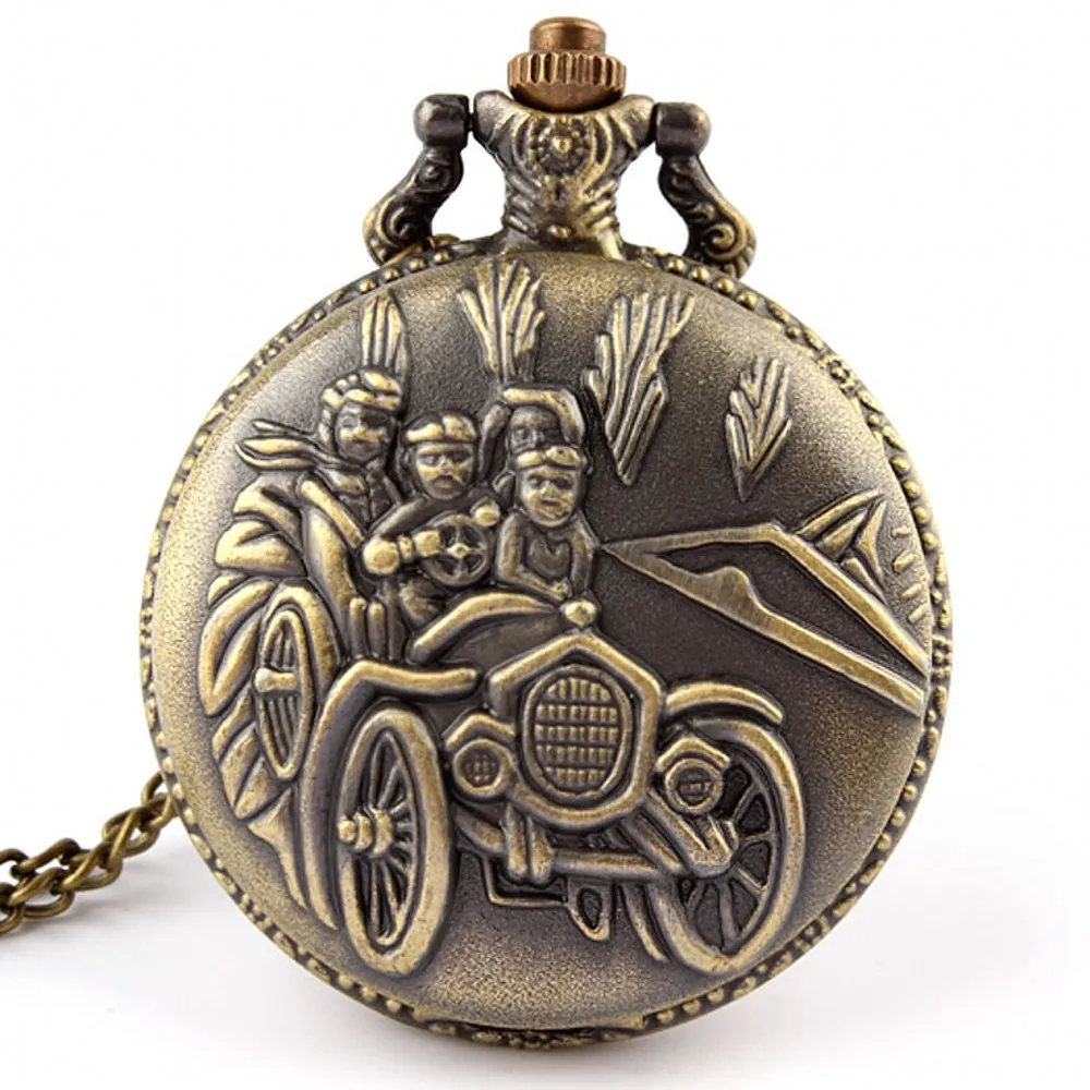 

Antique Pocket Watch Chain Bronze Family Car Pendant Quartz Pocket Watches Men Women Family Pocket Watch Necklace Fob Chain