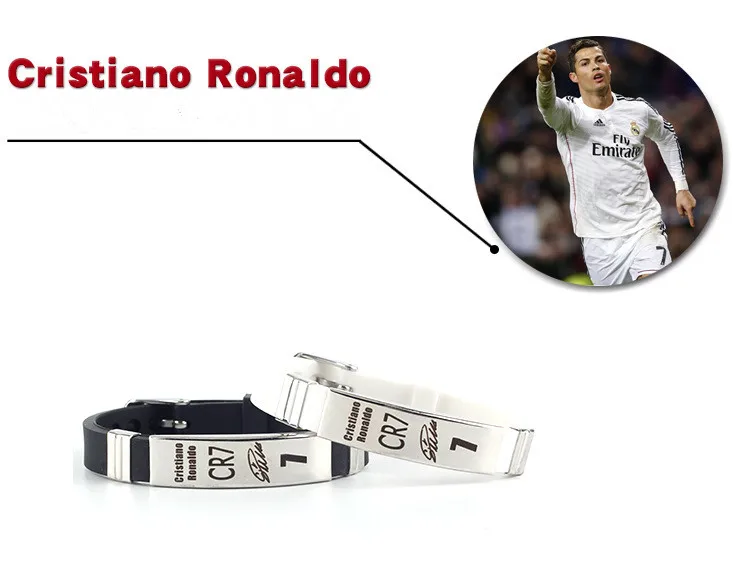 New Football Star La Liga Messi Ronaldo Nermar Wrist Silicone Bracelets&Bangles Titanium Steel Buckle Adjustable Wristband SH286