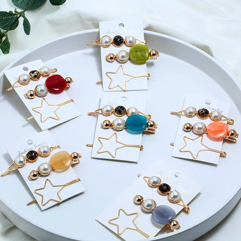

3 Pcs Fashion Retro Pearl Metal Hair Clips and Pins Simple Korean Style Hair Barrettes Hairgrips Headdress Beauty Styling Tools