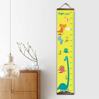 

ZHUGEGE child Height Growth Chart Room Wall art Wood Frame Hanging canvas painting ruler height wall pictures for bedroom