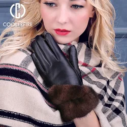 COOLERFIRNew diseñador mujeres guantes de alta calidad de cuero genuino de piel de oveja de lana mitones, guantes invierno, guantes invierno moda para mujer ST013 COOLERFIRNew diseñador mujeres guantes de alta calidad de cuero genuino de piel de oveja de lana mitones, guantes invierno, guantes invierno moda para mujer ST013