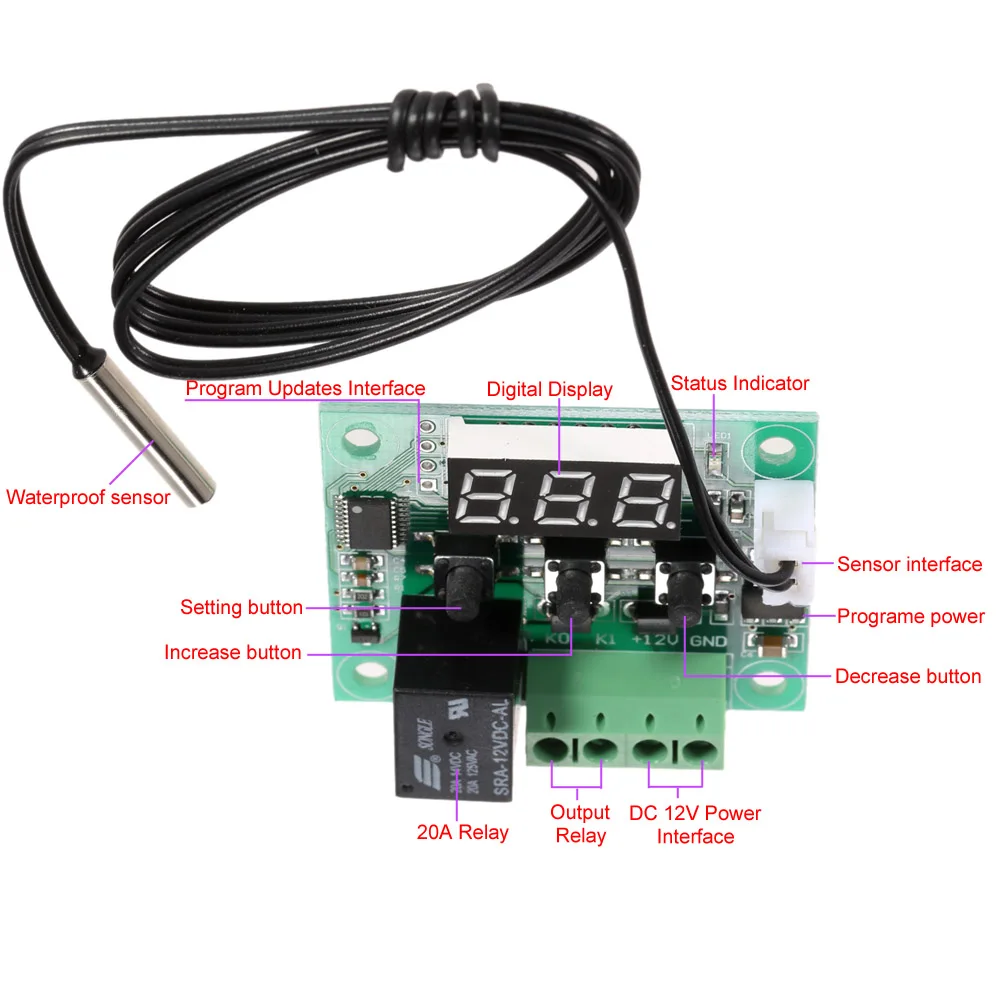 Mini W1209 Digital Thermostat Temperature Control Switch Sensor Module 12V