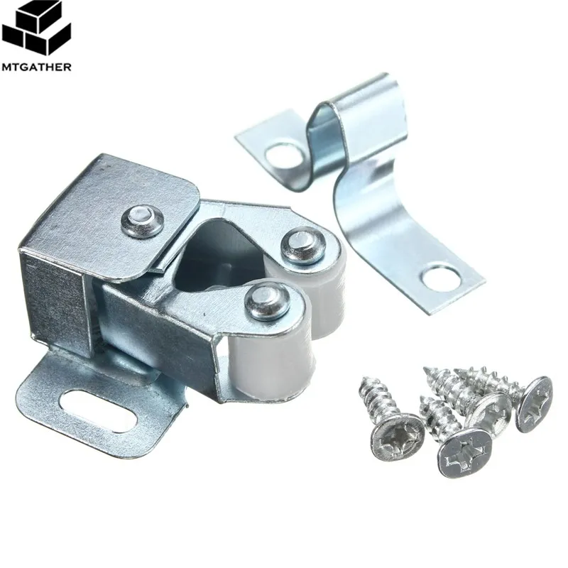 

MTGATHER 1/10 Roller Catch Silver Cupboard Cabinet Furniture Door Latch Stopper + Screws Door Latch Wardrobe Catch