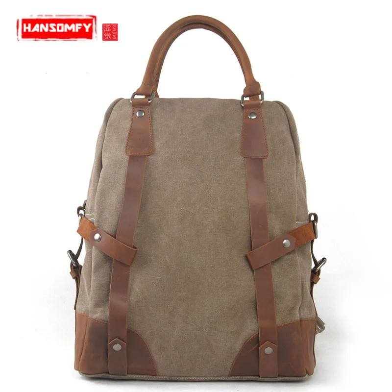

2018 New Men Backpacks winter Korean fashion bag men casual shoulder bag Laptop man canvas with leather travel leisure backpacks