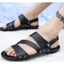 Dropshiping Новое поступление сандалии для мужчин дешевые из искусственной кожи мужские сандалии высокие слипоны комфортные мужские на плоской подошве размер высокое качество Мужская обувь