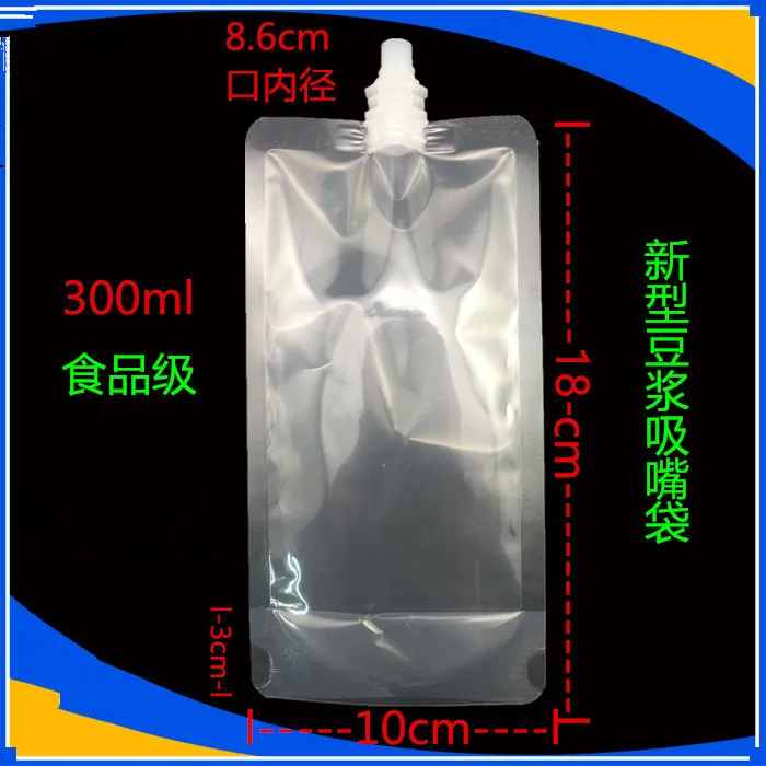

DHL 10*18cm 300ml 500Pcs/ Lot Liquid Empty Plastic Doypack Spout Bag Party Drinking Jelly Stand Up Clear PE Spout Pack Pouch