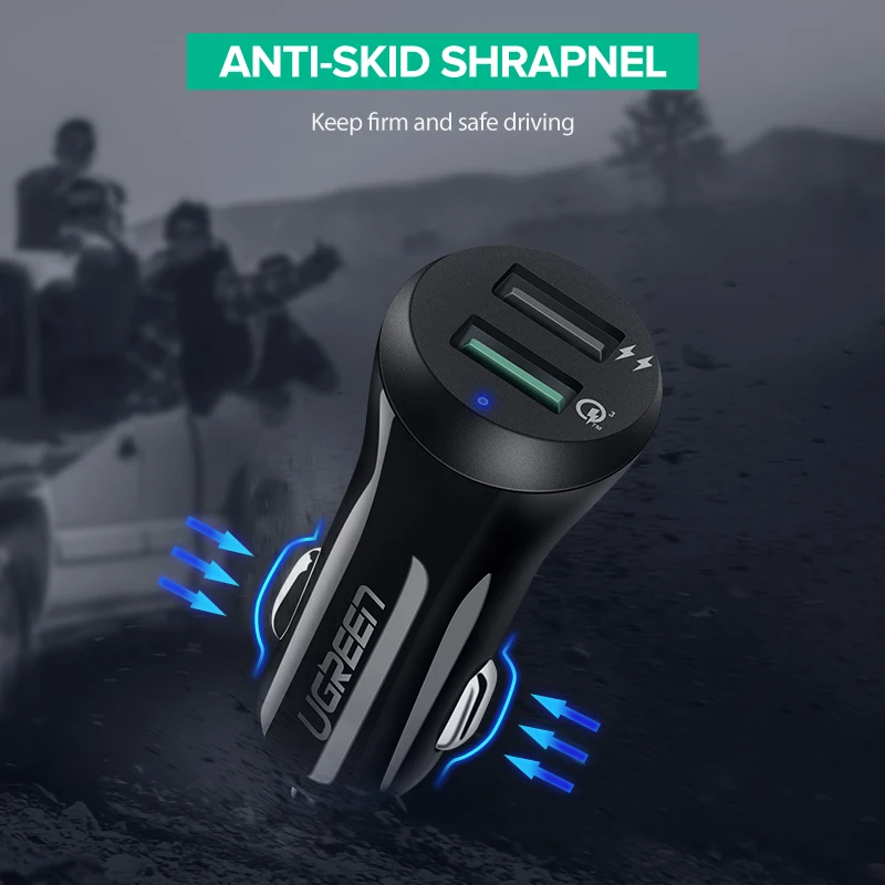 Ugreen Car Charger Quick Charge 3.0 USB Fast Charger for Xiaomi mi 9 iPhone X Xr 8 Huawei Samsung S9 S8 QC 3.0 USB Car Charger