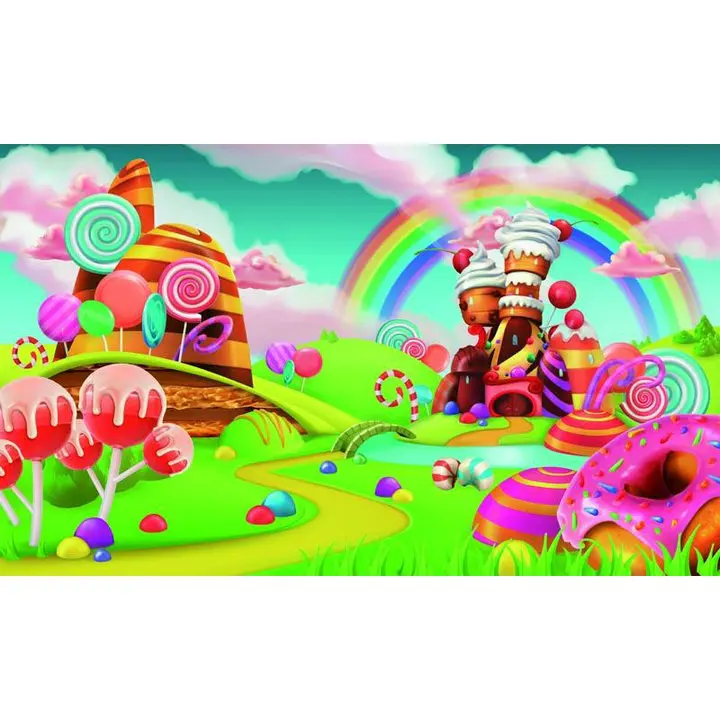 Конфеты парк Candyland фото студия фон виниловый тканевый для фотостудии Высокое