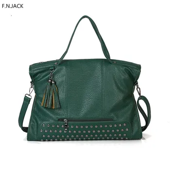 

F.N.JACK New Women Tote Handbag Crossbody Shoulder Bag Pu Rivet Turbine Bag Fashion Ladies Handbags Female Large Bag 2019