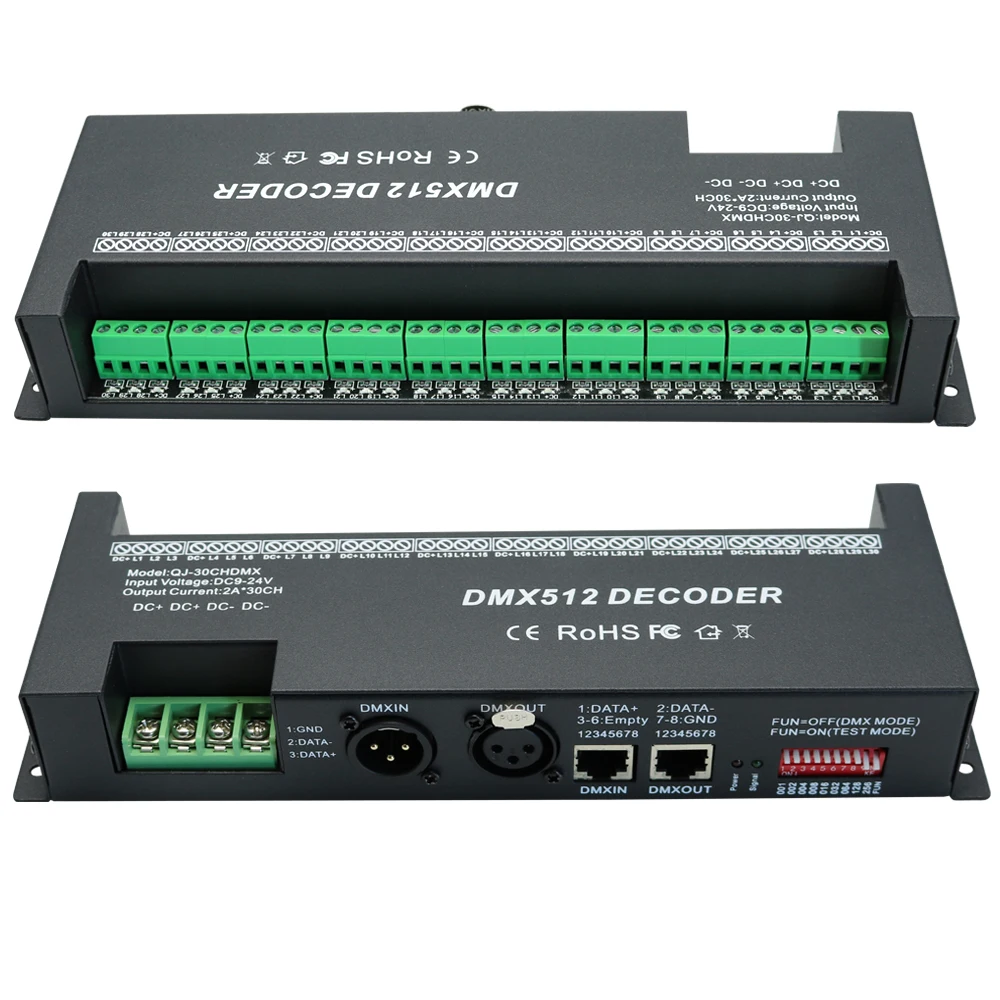 DMX 512 декодер 30 Каналы DMX, rgb-контроллер Украшенные Светодиодные ленты освещения диммер постоянного тока 9 V-24 V драйвера контроллера